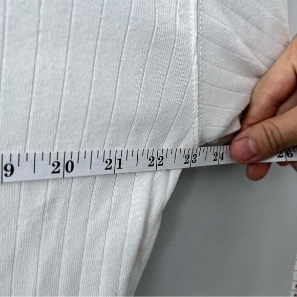 Rough Dress Plain White Ribbed Polo Shirt - Large - Picture 9 of 11